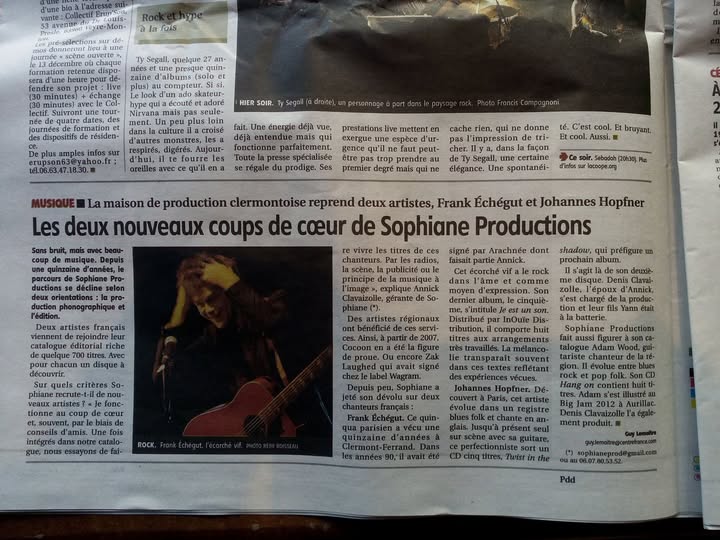 Article La Montagne : Johannes Hopfner collabore avec Denis Clavaizolle et signe chez Sophiane Productions.